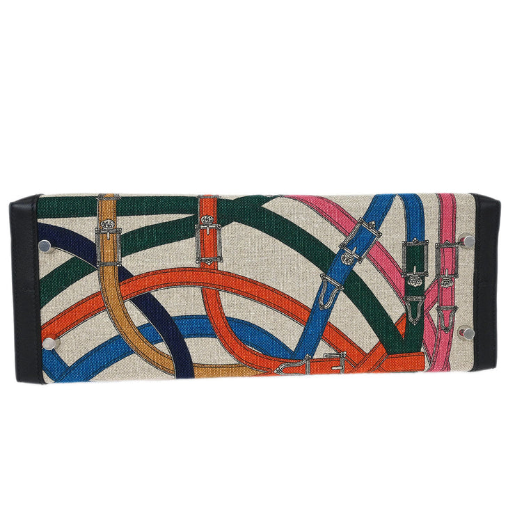 Hermes Black Toile De Camp Cavalcadour Kelly 32 Sellier Handbag AST720 GS 115714