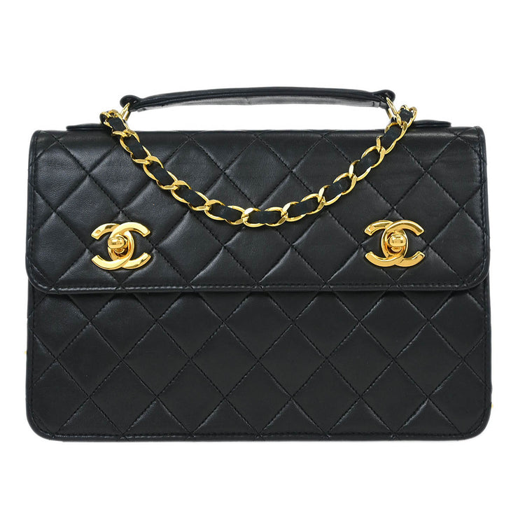 Chanel Black Lambskin 2way Handbag 115716