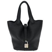 Hermes Black Taurillon Clemence Picotin Lock 18 PM Handbag C AM 010 UH 115728