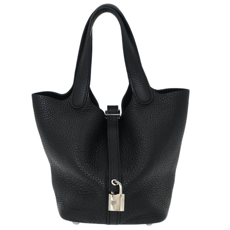 Hermes Black Taurillon Clemence Picotin Lock 18 PM Handbag C AM 010 UH 115728