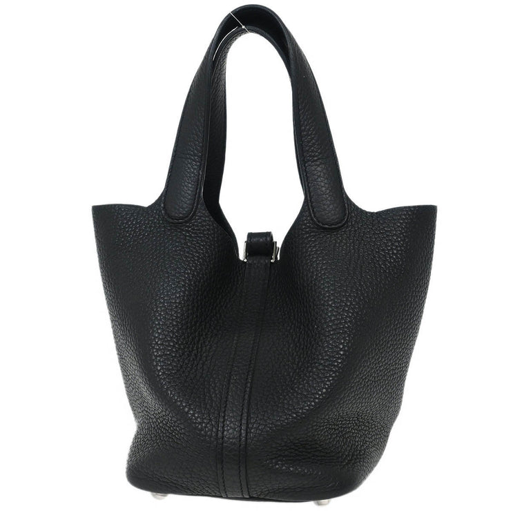 Hermes Black Taurillon Clemence Picotin Lock 18 PM Handbag C AM 010 UH 115728