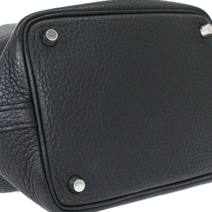 Hermes Black Taurillon Clemence Picotin Lock 18 PM Handbag C AM 010 UH 115728