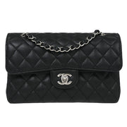 Chanel Black Calfskin Small Classic Double Flap Shoulder Bag 115730