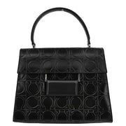 Salvatore Ferragamo Black Embossed Leather Handbag AX-21 0855 115735