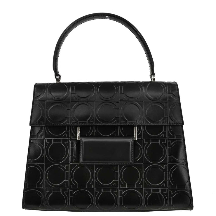 Salvatore Ferragamo Black Embossed Leather Handbag AX-21 0855 115735