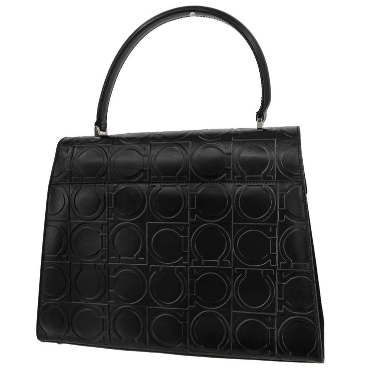 Salvatore Ferragamo Black Embossed Leather Handbag AX-21 0855 115735