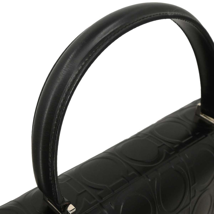Salvatore Ferragamo Black Embossed Leather Handbag AX-21 0855 115735
