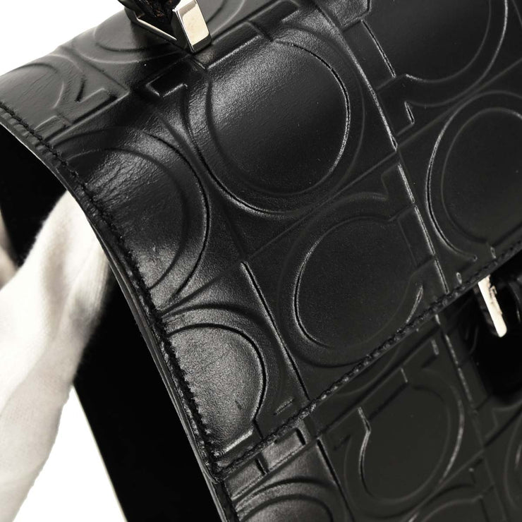 Salvatore Ferragamo Black Embossed Leather Handbag AX-21 0855 115735