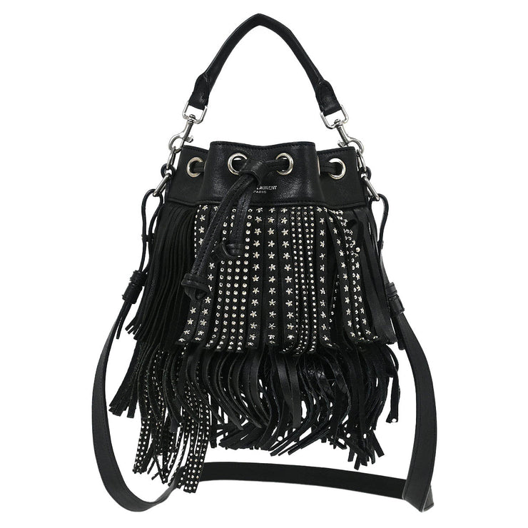 Saint Laurent Black Emmanuelle Fringe Shoulder Bag GT.357603.1115 115737
