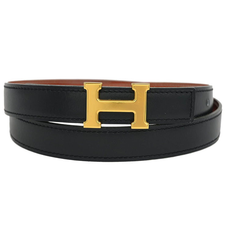 Hermes Black Box Calf Constance Reversible Belt #80 Small Good  Square:A 16 115740