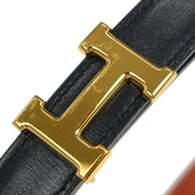Hermes Black Box Calf Constance Reversible Belt #80 Small Good  Square:A 16 115740