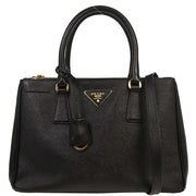 Prada Black Leather Galleria 2way Tote Handbag BN1801 7/A 164 115741