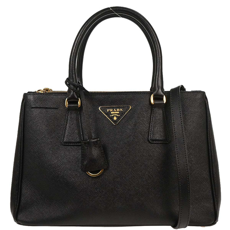Prada Black Leather Galleria 2way Tote Handbag BN1801 7/A 164 115741