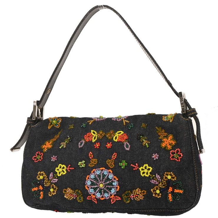 Fendi Blue Denim Beaded Baguette Handbag 2372-26424-008 115744