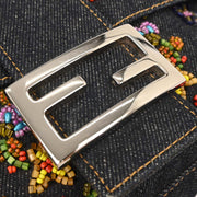 Fendi Blue Denim Beaded Baguette Handbag 2372-26424-008 115744