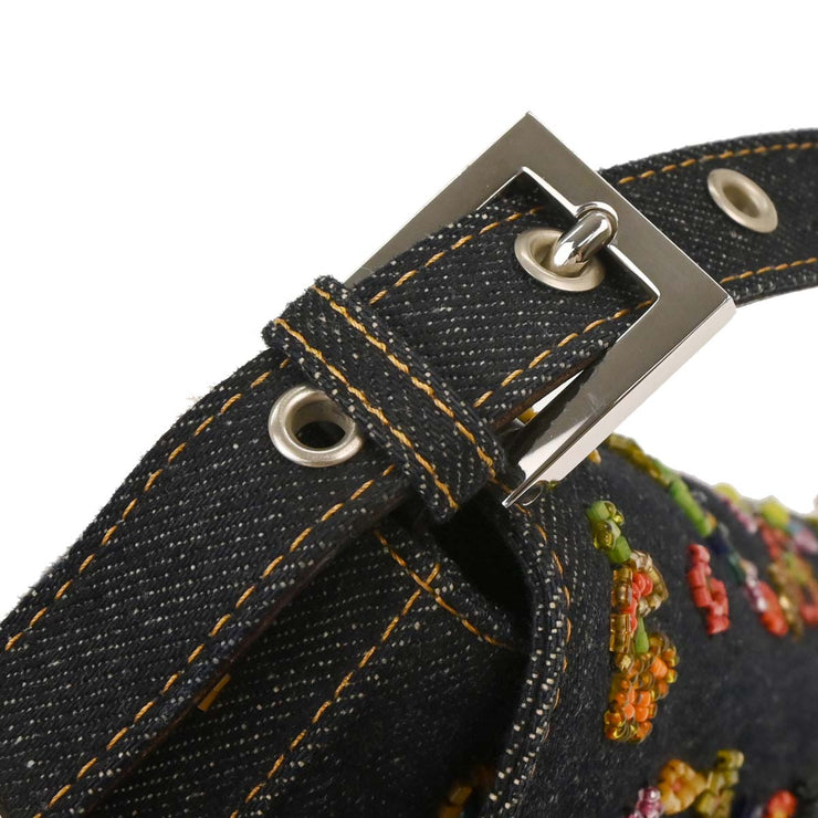 Fendi Blue Denim Beaded Baguette Handbag 2372-26424-008 115744