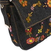 Fendi Blue Denim Beaded Baguette Handbag 2372-26424-008 115744