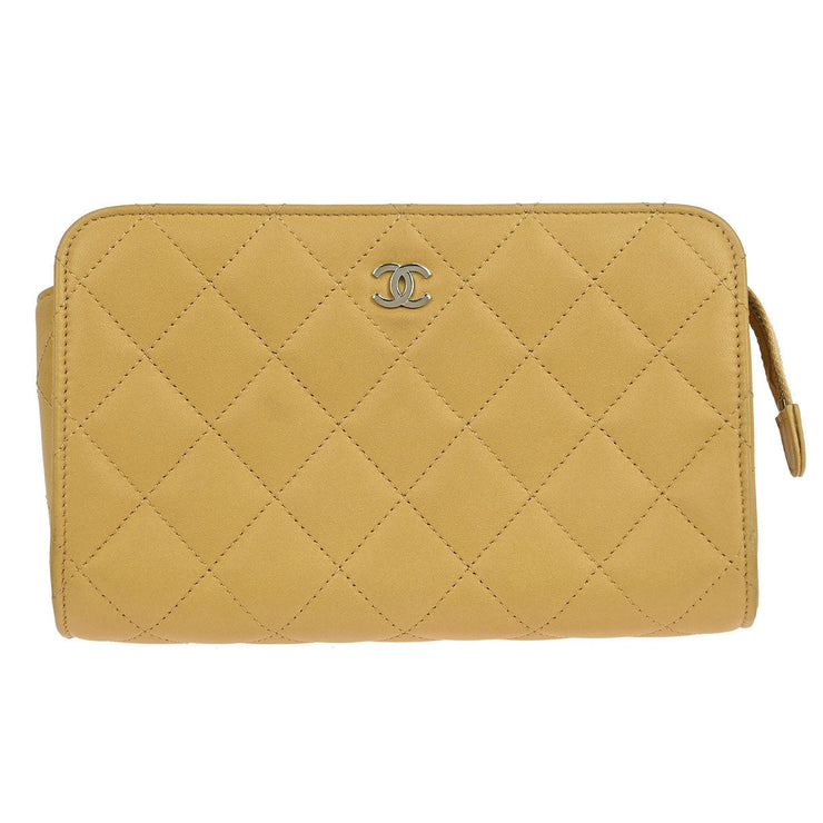 Chanel Beige Lambskin Pouch 115783