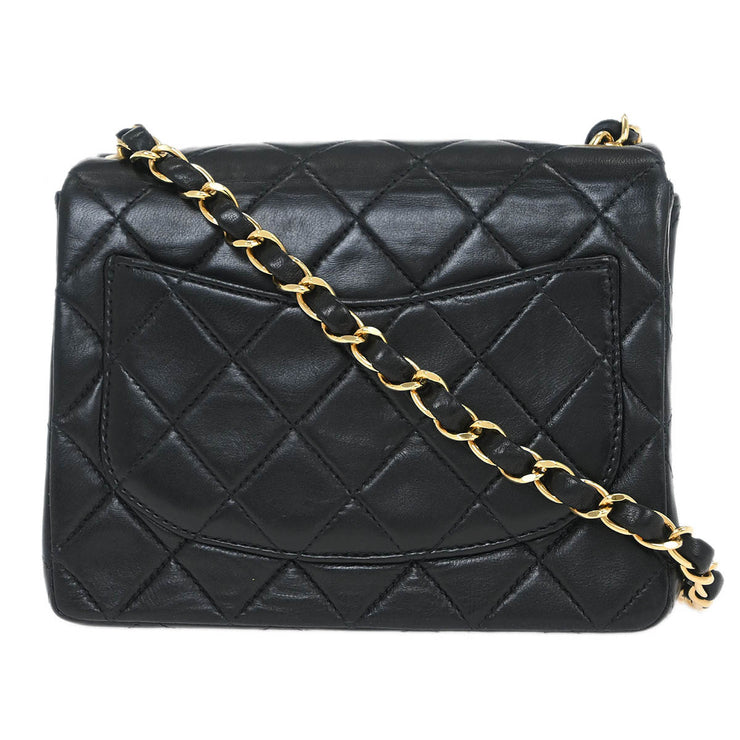 Chanel Black Lambskin Mini Classic Square Flap Shoulder Bag 17 115795