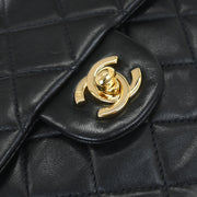 Chanel Black Lambskin Mini Classic Square Flap Shoulder Bag 17 115795
