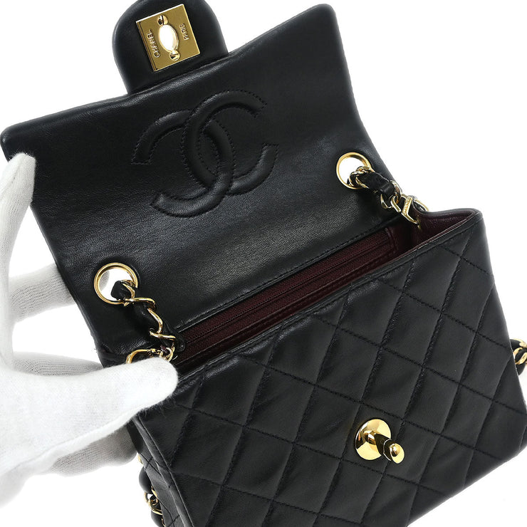 Chanel Black Lambskin Mini Classic Square Flap Shoulder Bag 17 115795