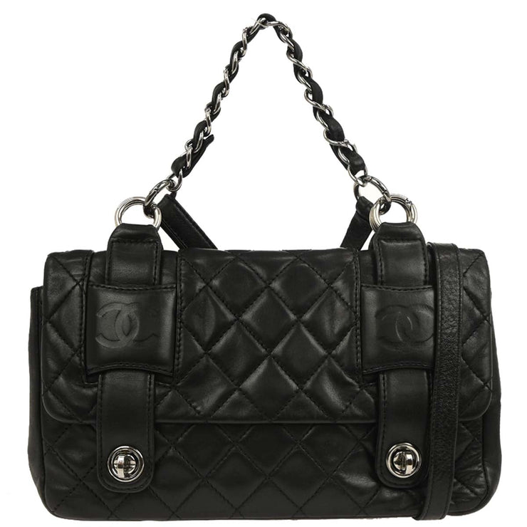 Chanel Black Lambskin 2way Shoulder Handbag 115796