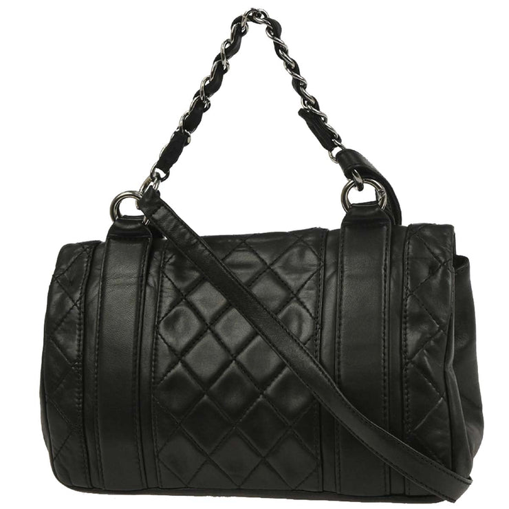 Chanel Black Lambskin 2way Shoulder Handbag 115796