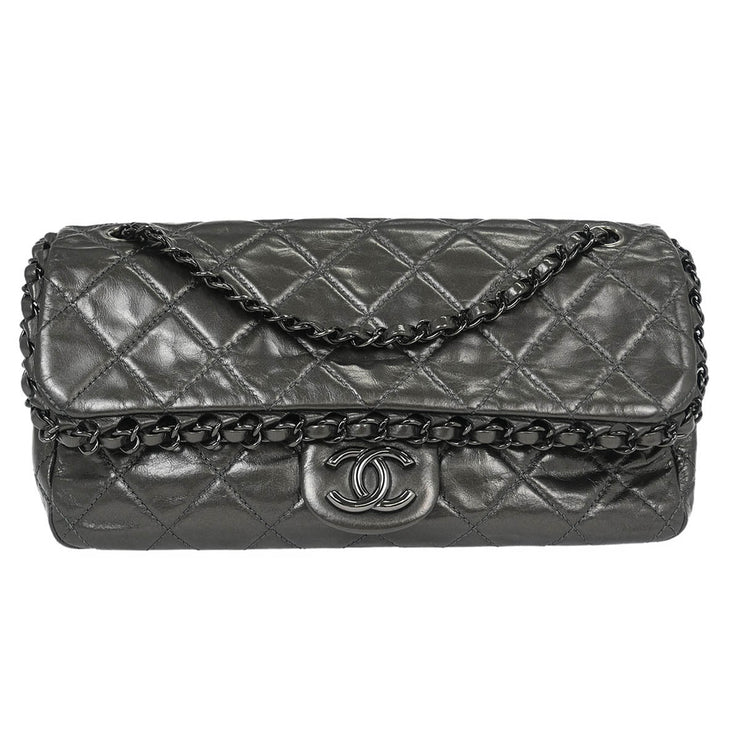 Chanel Gray Calfskin Chain Me Shoulder Bag 115798