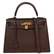 Hermes Havane Courchevel Kelly 28 Sellier 2way Handbag  Square:C N 115818