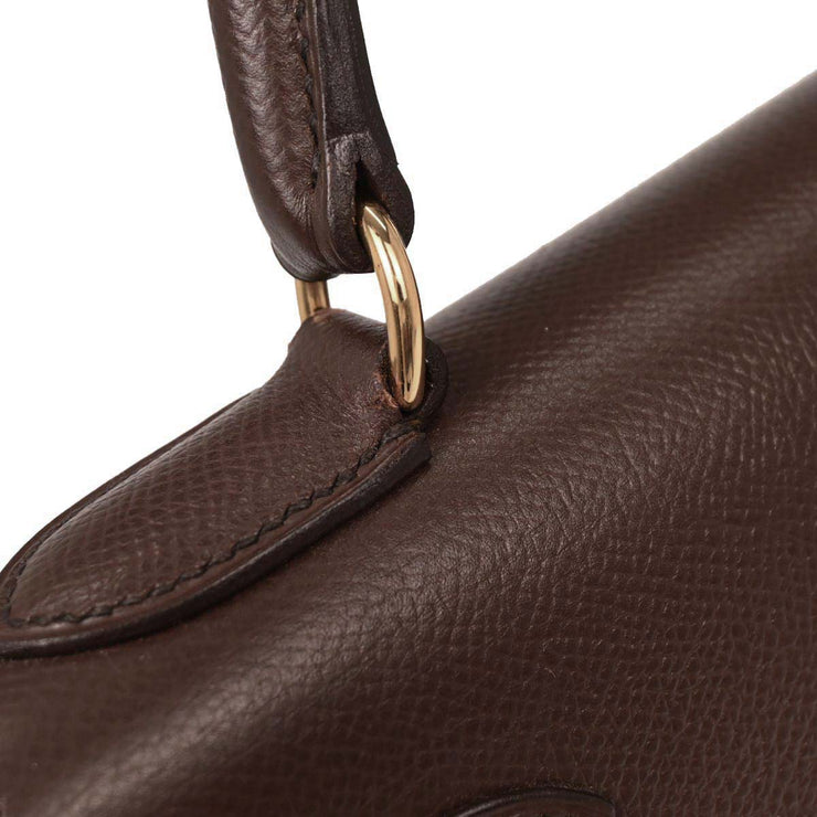 Hermes Havane Courchevel Kelly 28 Sellier 2way Handbag  Square:C N 115818