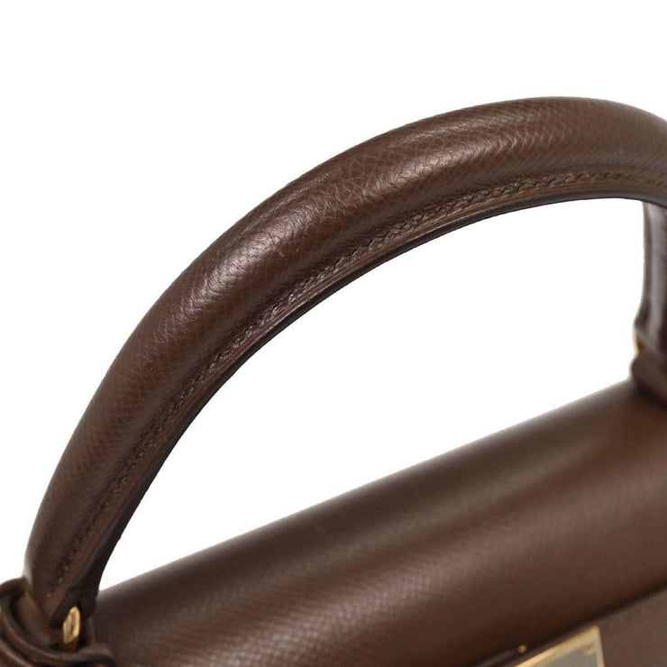 Hermes Havane Courchevel Kelly 28 Sellier 2way Handbag  Square:C N 115818