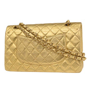 Chanel Metallic Gold Lambskin Medium Classic Double Flap Shoulder Bag 115833