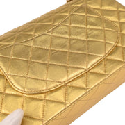 Chanel Metallic Gold Lambskin Medium Classic Double Flap Shoulder Bag 115833