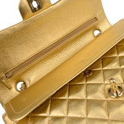 Chanel Metallic Gold Lambskin Medium Classic Double Flap Shoulder Bag 115833