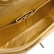 Chanel Metallic Gold Lambskin Medium Classic Double Flap Shoulder Bag 115833
