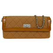 Chanel Brown Cotton East West Mademoiselle Lock Shoulder Bag 115835
