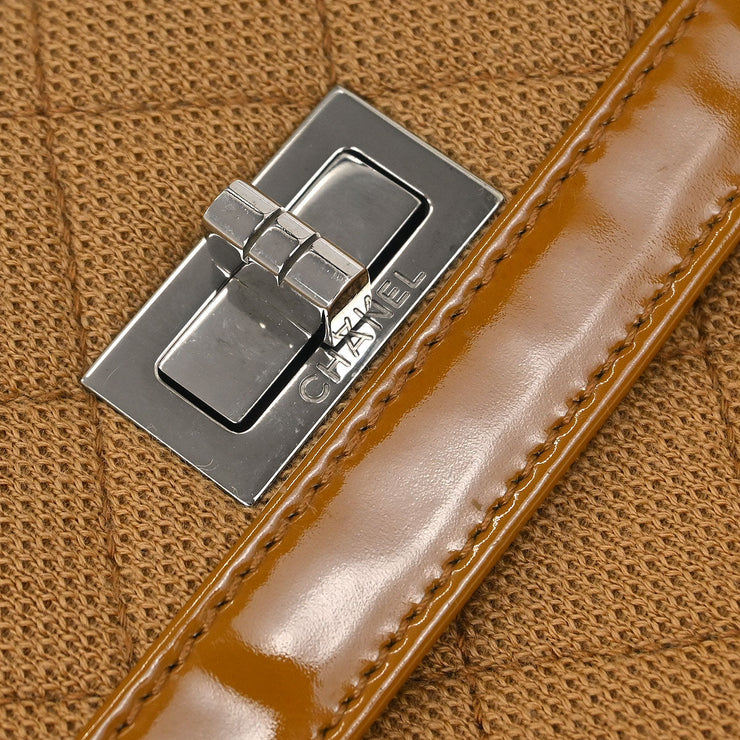 Chanel Brown Cotton East West Mademoiselle Lock Shoulder Bag 115835