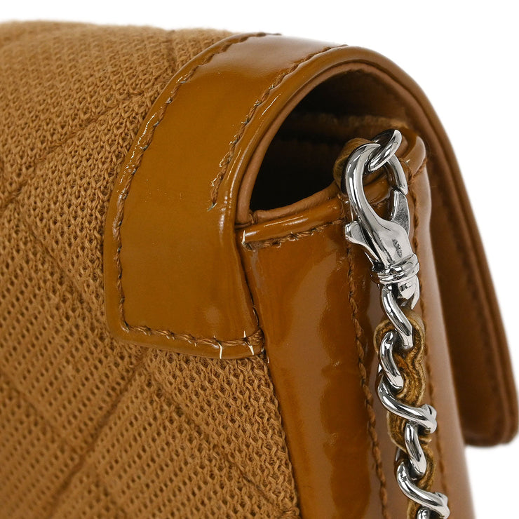 Chanel Brown Cotton East West Mademoiselle Lock Shoulder Bag 115835
