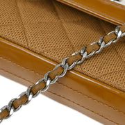 Chanel Brown Cotton East West Mademoiselle Lock Shoulder Bag 115835