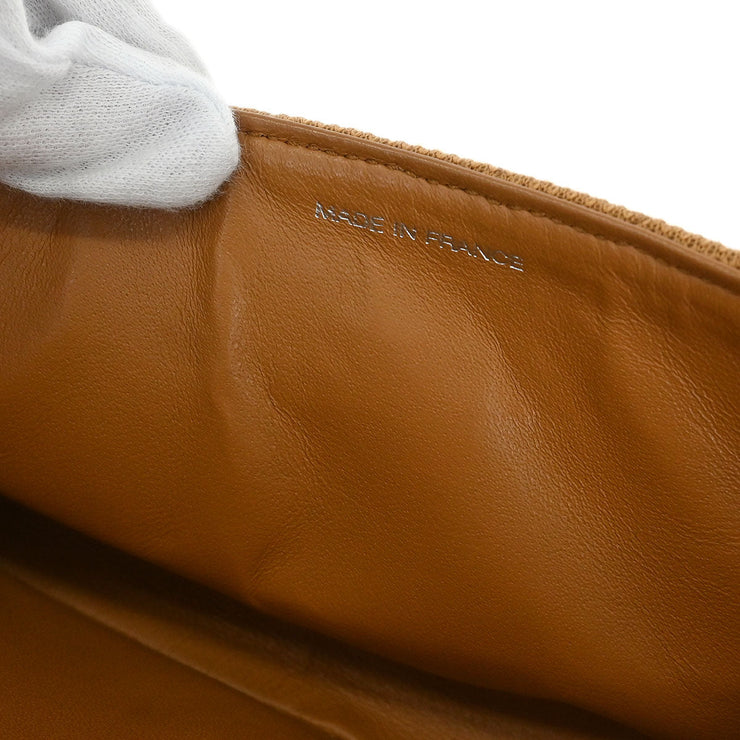 Chanel Brown Cotton East West Mademoiselle Lock Shoulder Bag 115835