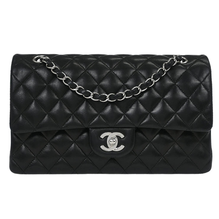 Chanel Black Lambskin Medium Classic Double Flap Shoulder Bag 115836