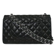 Chanel Black Lambskin Medium Classic Double Flap Shoulder Bag 115836