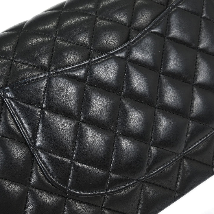 Chanel Black Lambskin Medium Classic Double Flap Shoulder Bag 115836