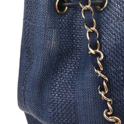 Chanel Navy Straw Deauville Bucket Shoulder Bag 115842