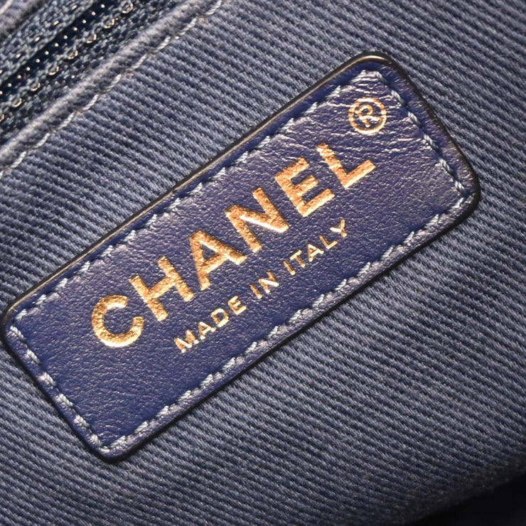 Chanel Navy Straw Deauville Bucket Shoulder Bag 115842