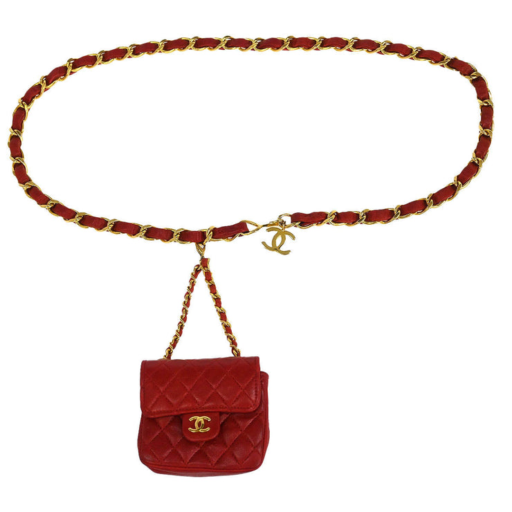 Chanel Red Lambskin Classic Flap Micro Bum Belt Bag 115850