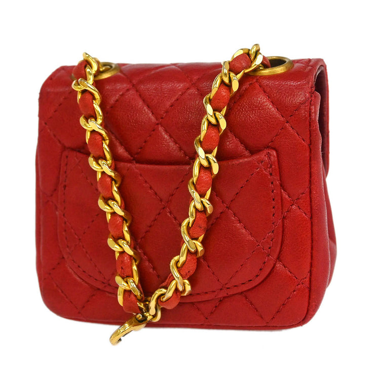 Chanel Red Lambskin Classic Flap Micro Bum Belt Bag 115850