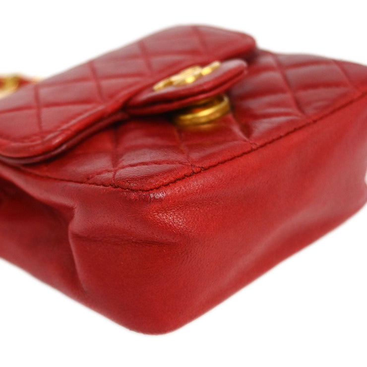Chanel Red Lambskin Classic Flap Micro Bum Belt Bag 115850