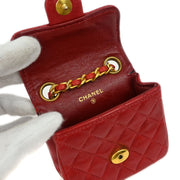 Chanel Red Lambskin Classic Flap Micro Bum Belt Bag 115850