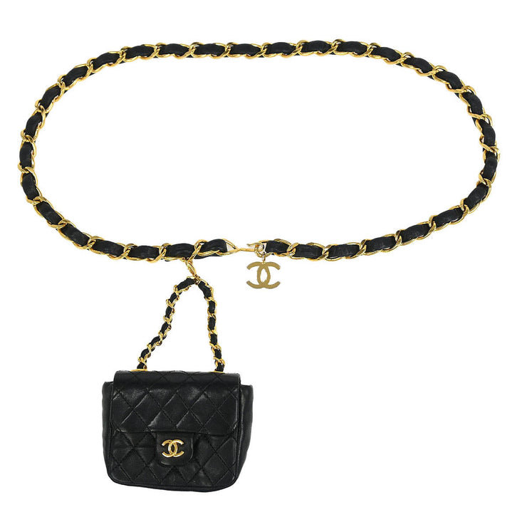 Chanel Black Lambskin Classic Flap Micro Bum Belt Bag 115851